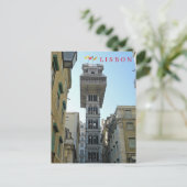 Lissabon Santa Justa Lift uitzicht ansichtkaart Briefkaart (Staand voorkant)