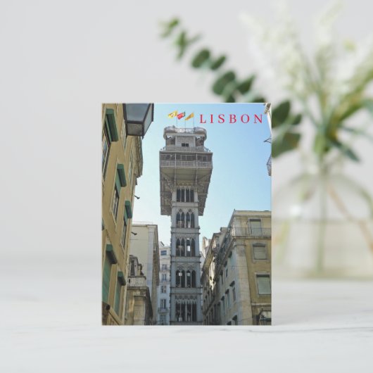 Lissabon Santa Justa Lift uitzicht ansichtkaart Briefkaart (Staand voorkant)