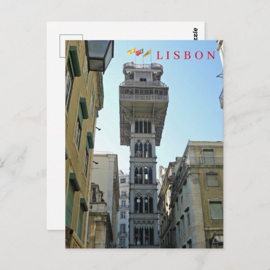 Lissabon Santa Justa Lift uitzicht ansichtkaart Briefkaart (Voorkant / Achterkant)