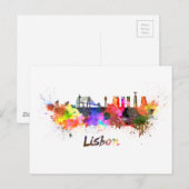 Lissabon-skyline in waterverf briefkaart (Voorkant / Achterkant)