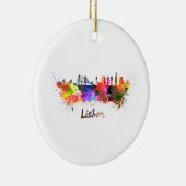 Lissabon-skyline in waterverf keramisch ornament (Rechts)