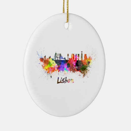 Lissabon-skyline in waterverf keramisch ornament (Rechts)