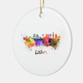 Lissabon-skyline in waterverf keramisch ornament (Links)