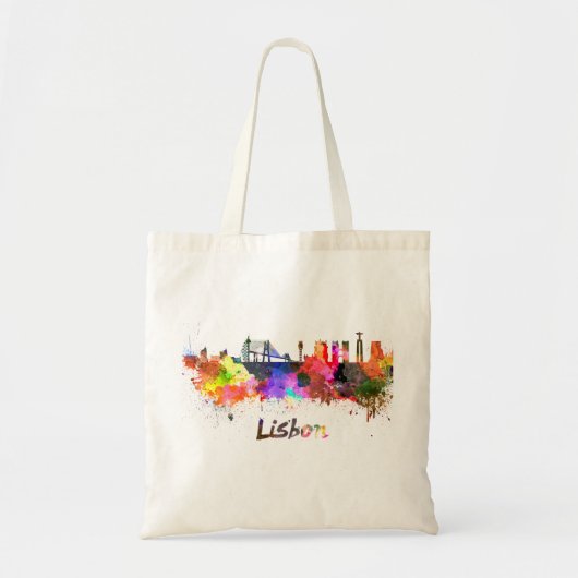 Lissabon-skyline in waterverf tote bag (Voorkant)