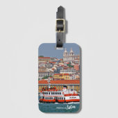 Lissabon skyline met oude veerboot op de Taag Bagagelabel (Voorkant (verticaal))
