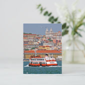 Lissabon skyline met oude veerboot op de Taag Briefkaart (Staand voorkant)