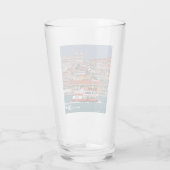 Lissabon skyline met oude veerboot op de Taag Glas (Achterkant)