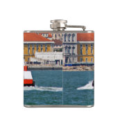 Lissabon skyline met oude veerboot op de Taag Heupfles (Achterkant)