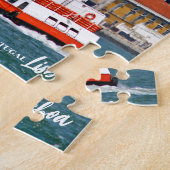 Lissabon skyline met oude veerboot op de Taag Legpuzzel (Zijkant)