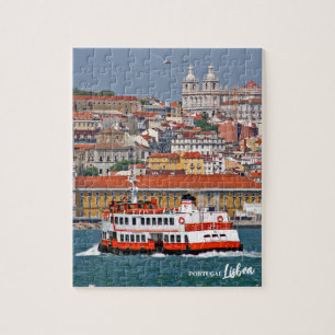 Lissabon skyline met oude veerboot op de Taag Legpuzzel