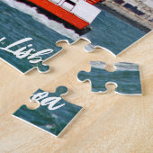 Lissabon skyline met oude veerboot op de Taag Legpuzzel (Zijkant)