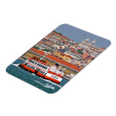 Lissabon skyline met oude veerboot op de Taag Magneet (Linkerzijde)