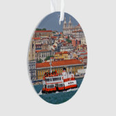 Lissabon skyline met oude veerboot op de Taag Ornament (voorkant)