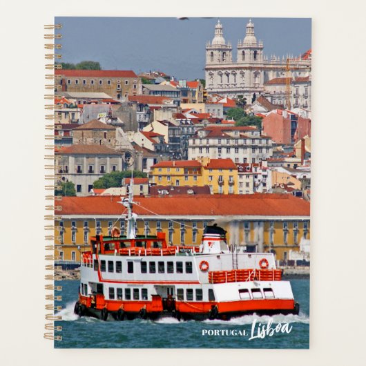 Lissabon skyline met oude veerboot op de Taag Planner (Voorkant)