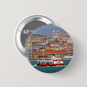 Lissabon skyline met oude veerboot op de Taag Ronde Button 5,7 Cm (Voorkant /achterkant)