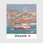 Lissabon skyline met oude veerboot op de Taag Sticker (Vel)