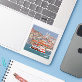Lissabon skyline met oude veerboot op de Taag Sticker (Laptop met iPhone)