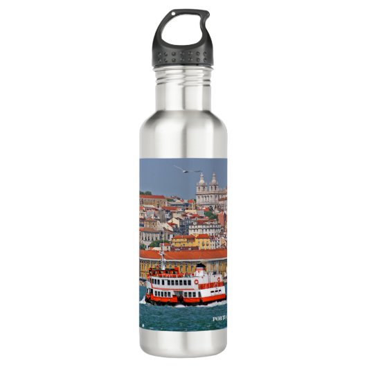 Lissabon skyline met oude veerboot op de Taag Waterfles (Voorkant)