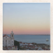 Lissabon Sunset Uitzichten Portugal Foto Glazen Onderzetter (Voorkant)