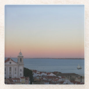 Lissabon Sunset Uitzichten Portugal Foto Glazen Onderzetter