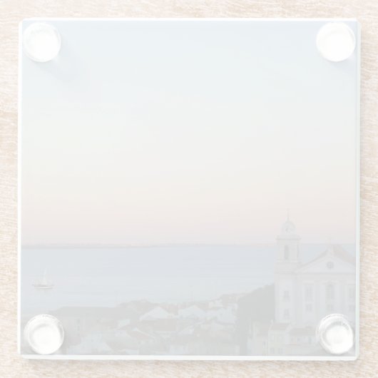 Lissabon Sunset Uitzichten Portugal Foto Glazen Onderzetter (Achterkant)