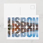 Lissabon tekst samengesteld oude stad uitzicht met briefkaart (Voorkant / Achterkant)
