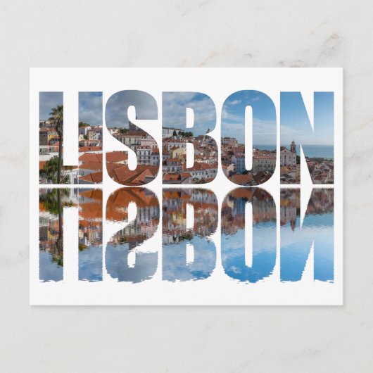 Lissabon tekst samengesteld oude stad uitzicht met briefkaart (Voorkant)