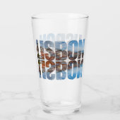 Lissabon tekst samengesteld oude stad uitzicht met glas (Achterkant)