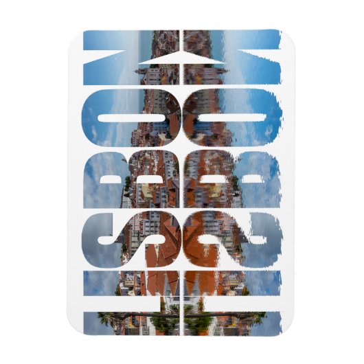 Lissabon tekst samengesteld oude stad uitzicht met magneet (Verticaal)
