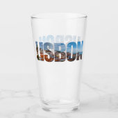 Lissabon tekst samengesteld uit oude stad panorami glas (Voorkant)