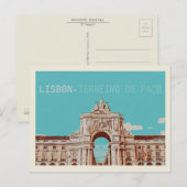 Lissabon Terreiro do Paço illustratie, Portugal Briefkaart (Voorkant / Achterkant)