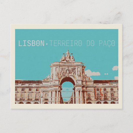 Lissabon Terreiro do Paço illustratie, Portugal Briefkaart (Voorkant)