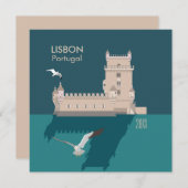 Lissabon Tower van Belem Happy Birthday-kaart (Voorkant / Achterkant)