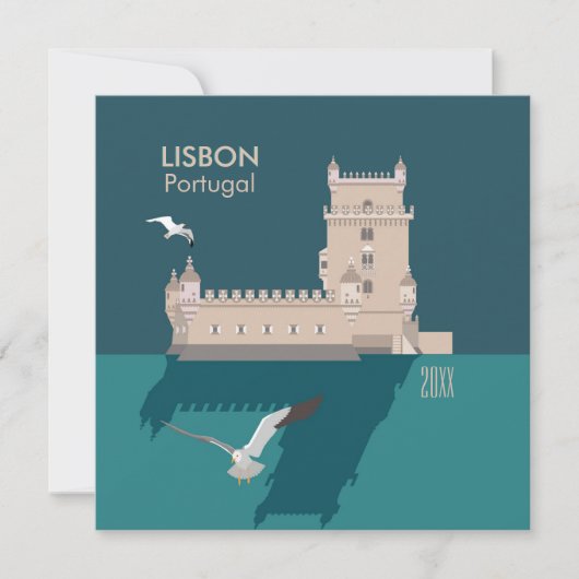 Lissabon Tower van Belem Happy Birthday-kaart (Voorkant)