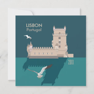 Lissabon Tower van Belem Happy Birthday-kaart