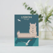 Lissabon Tower van Belem in het klassieke postermo Briefkaart (Staand voorkant)