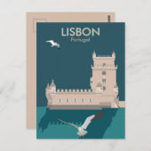 Lissabon Tower van Belem in het klassieke postermo Briefkaart (Voorkant / Achterkant)