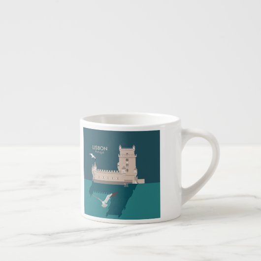 Lissabon Tower van Belem in het klassieke postermo Espresso Kop (Rechts)
