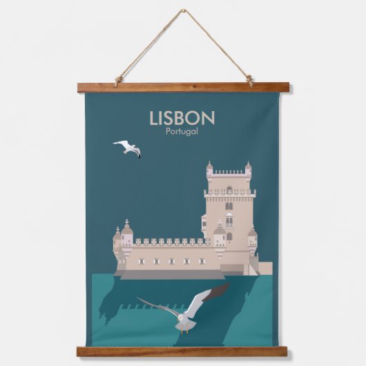 Lissabon Tower van Belem in het klassieke postermo Hangend Wandkleed (Voorkant)