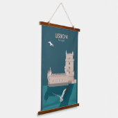 Lissabon Tower van Belem in het klassieke postermo Hangend Wandkleed (Gebogen)