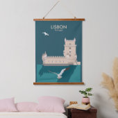 Lissabon Tower van Belem in het klassieke postermo Hangend Wandkleed (Slaapkamer)