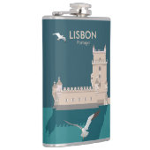 Lissabon Tower van Belem in het klassieke postermo Heupfles (Rechts)