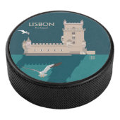 Lissabon Tower van Belem in het klassieke postermo Hockey Puck (3/4)