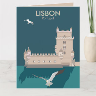 Lissabon Tower van Belem in het klassieke postermo Kaart