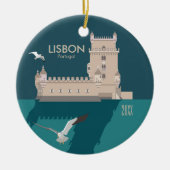 Lissabon Tower van Belem in het klassieke postermo Keramisch Ornament (Voorkant)