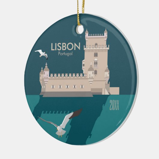 Lissabon Tower van Belem in het klassieke postermo Keramisch Ornament (Links)