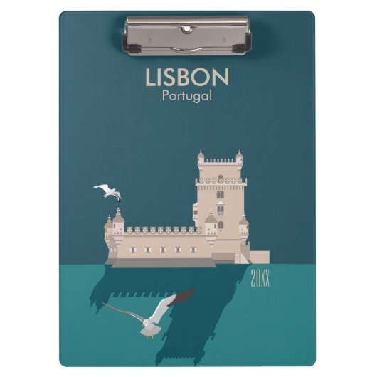 Lissabon Tower van Belem in het klassieke postermo Klembord (Voorkant)