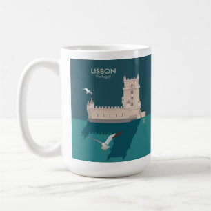Lissabon Tower van Belem in het klassieke postermo Koffiemok