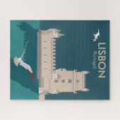 Lissabon Tower van Belem in het klassieke postermo Legpuzzel (Horizontaal)