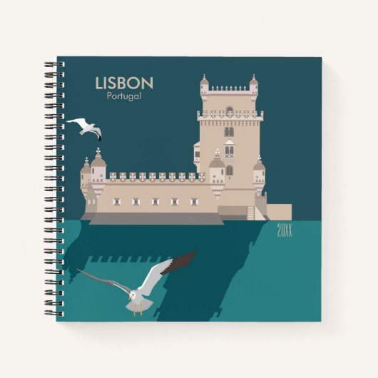 Lissabon Tower van Belem in het klassieke postermo Notitieboek (Voorkant)